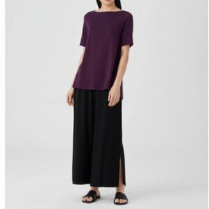 Eileen Fisher Fine Jersey Boat Neck Top Blackberry Purple XS